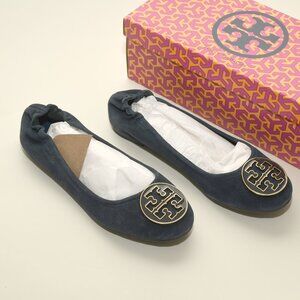 Tory Burch Classic Reva Split Shade-Enamel Royal Navy 418  Silver Emblem - Size